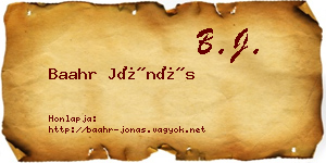 Baahr Jónás névjegykártya
